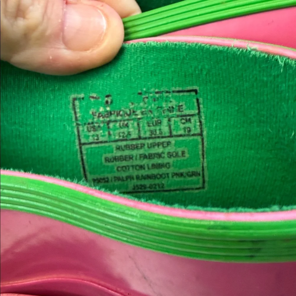 Pink Ralph Lauren Rain Boots with Green‎ Logo